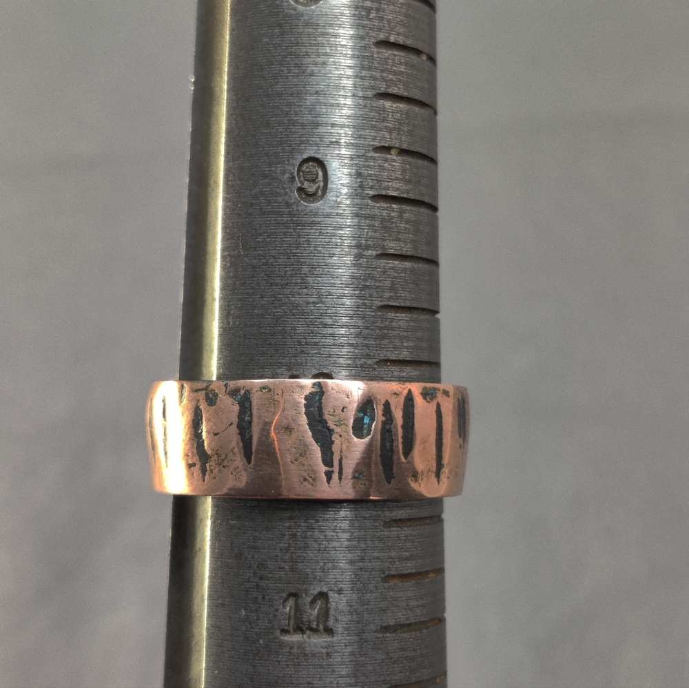Copper Ring Size 10.25 Band Minimal Texture Hammered Solid Handcrafted Made USA - Picture 6 of 7